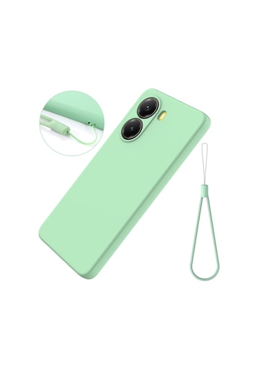 Xiaomi Poco X7 Pro İçin Düz Renk Sıvı Silikon Damlamaz Tam Kapsama Telefon Kılıfı Yeşil