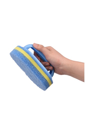 Yaleker Mavi El Fırçasıyla Fibre Pamuklu Temizleyici - Banyo, Tuğla, Havuz İçin 3 Katlı Kalın Yapı Mavi