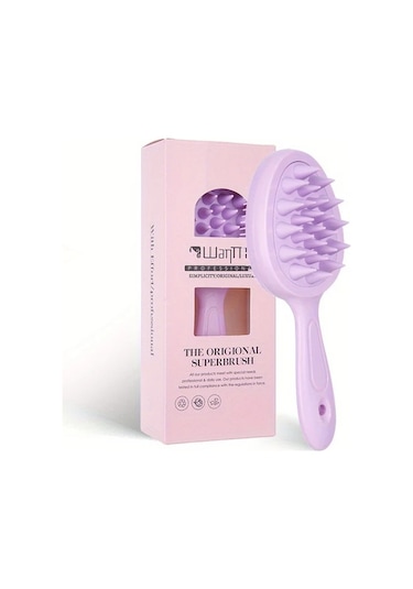 Elmpaly Kutu Paket Mor Yumuşak Fırçalı Uzun Sapllı Saç Yıkama Fırçası Ve Saç Derisi Masaj Fırçası