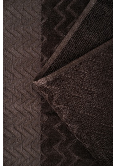 Ansaaj Kadife Jakarlı 4 Parça Bornoz Takımı Kahve