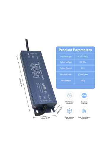 Yifomall 24v 100w Ip67 Su Geçirmez Dış Mekan Güç Kaynağı - Led Işık/reklam/tabela İçin Kısa Devre & Aşırı Yük Korumalı Ac110-240v Giriş Mavi