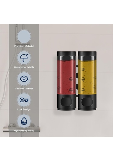 Anjiexun Şampuan Ve Saç Kremi Dağıtıcısı, Banyo Duş Dağıtıcısı 2 Siyah