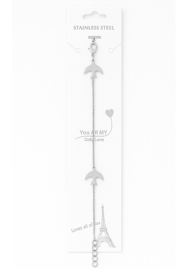 Özgürlük Kuşu Çelik Kadın Bileklik Gümüş