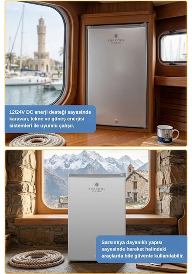 Evacool Evamarın90 Silver 12/24v 90 Litre Dağ Evi Tekne Karavan Buzdolabı