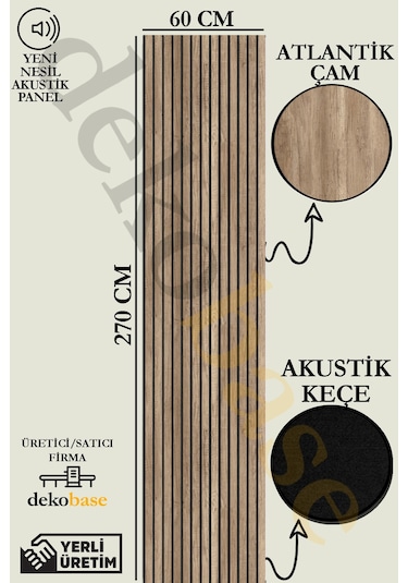 Atlantik Çam 60x270 Cm Yeni Nesil Akustik Ahşap Duvar Paneli