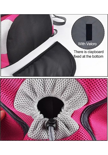 Açık Pet Köpek Taşıma Çantası Ön Çanta Çift Omuz Taşınabilir Seyahat Sırt Çantası Örgü Sırt Çantası Kafa, Boyut: L Gül Kırmızı