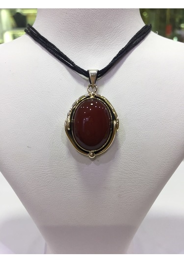 Akik Taşlı Gümüş Kolye 925 Ayar Taş 512655673