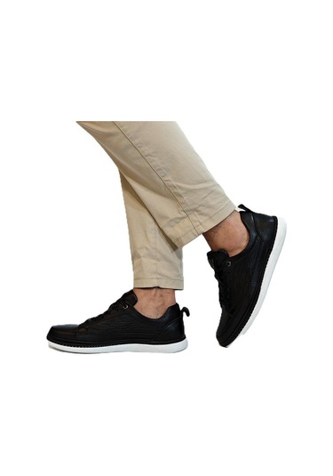 Voyager M012 Siyah-beyaz Hakiki Yumuşak Deri Erkek Ayakkabı Siyah - Beyaz