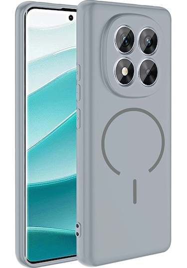 Xiaomi Redmi Note 14 Pro 5g Kılıf M-safe Şarj Özellikli Zore Meta Kapak Titanyum-Gri