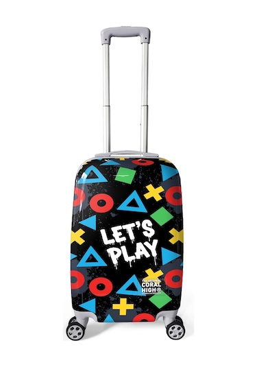 Coral High Let's Play Desenli Kabin Boy Valiz 50cm 16559 Siyah - Kırmızı