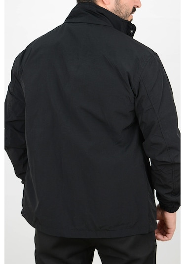 Erkek Regular Krinkıl Kumaş Yağmurluk Mont Siyah Edw082-siyah Siyah