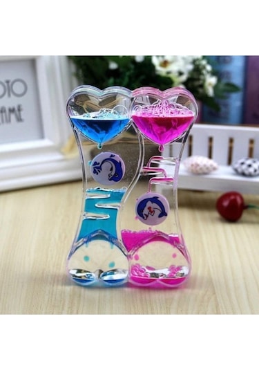 Kalp Figürlü Sıvı Kum Saati Masa Dekoru Hediye Dekorasyon