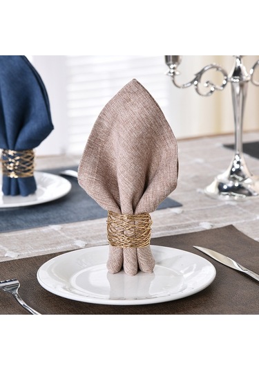 Pieces Noel Peçete Halkaları - Altın Kaplamalı İpek, Benzersiz Peçeteler