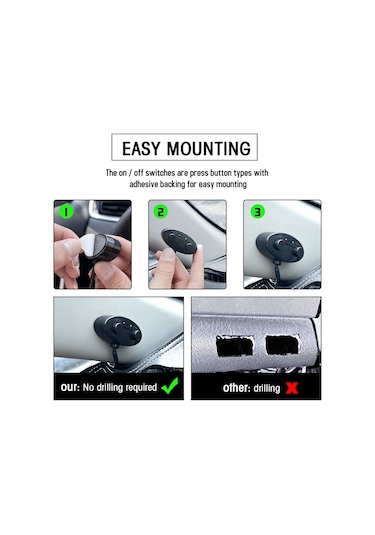 Hombey Siyah 480w Suv Elektrik Kablolu Seti, 2 Bağlantı, 3 Şarj Pimi, Iç Mekan Anahtarı, Işık Mod Değiştirme Ve Hafıza Özelliği