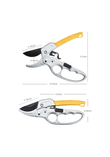 Symbee Gümüş Renkli Bahçe Budama Makası, Ergonomik Tasarım, Teflon Kaplama, Otomatik Yaylı, Güvenlik Kilitli, Çiçek Ve Ağaç Budamada Kullanım