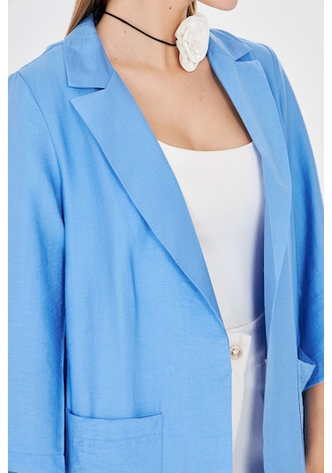Armonika Kadın Mavi Cepli Oversize Ceket Arm-26k001005
