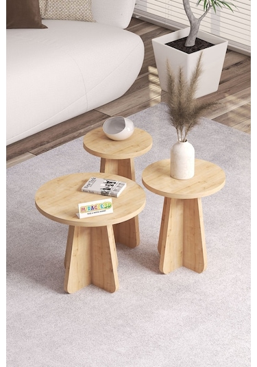 Miracle 3d Mantar 3'lü Zigon Sehpa Safirmeşe