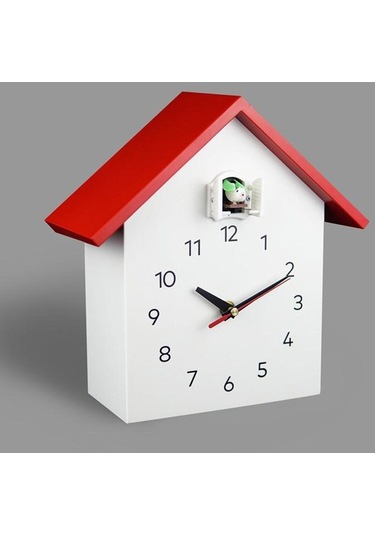 Ganzhoushop Suntek Saati Okul Ofis Modern Kuş Kırmızı İçin Guguklu Evi Ev Duvar Asılı Jx Kırmızı