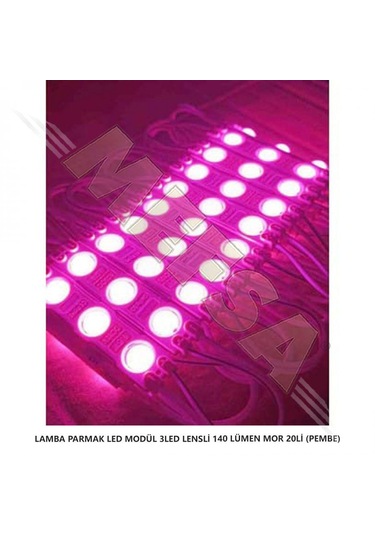 Parmak Led Lamba Pembe 3 Led 140 Lümen 12 Volt 10,lu