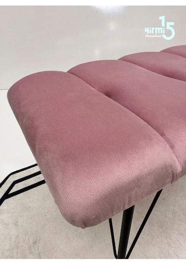 Yirmi15 Metal Ayaklı Eco Pembe Babyface Puf & Bench