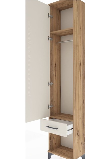 Arges Dolap 2 Raflı Tek Çekmeceli Tek Askılı 44x30x221 Çam-ay... Çam