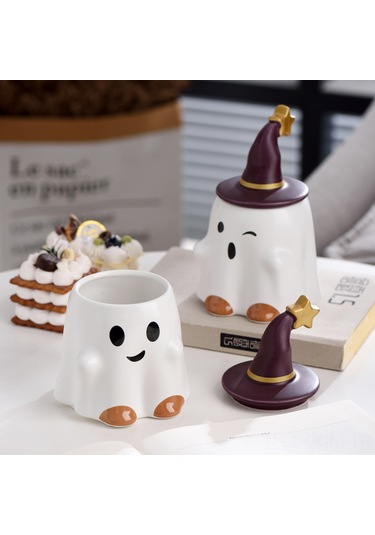 Qingmipy Halloween Canavar Figürlü Seramik Kupa 401-500ml Büyük Kapasiteli Ofis Kahve Süt Bardak Çok Renkli