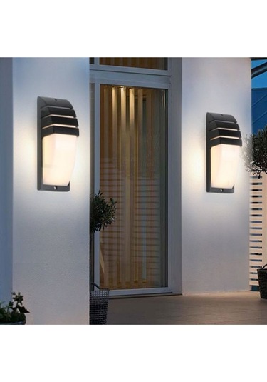 24 Watt Beyaz Işık Ledli Bahçe, Balkon, Teras, Kamelya, Veranda, Banyo Apliği, Dekoratif Led Armatür Siyah