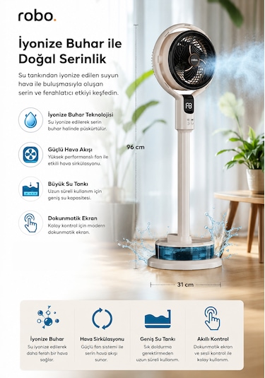 Soğuk Su Buharlı Vantilatör Beyaz