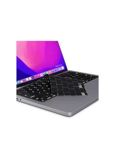 Apple Uyumlu MacBook Pro 2021 14 Inç A2442 Klavye Koruyucu Kılıf Siyah
