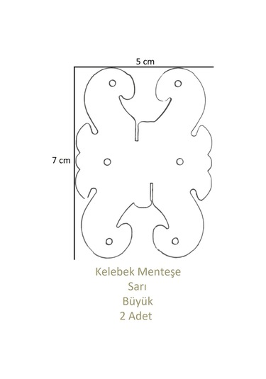 Sarı Dekoratif Kelebek Menteşe Büyük 2 Adet 7cm X 5cm Sarı