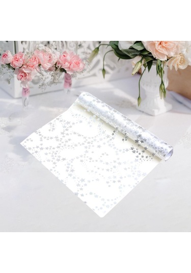 Homyl Yılbaşı Masa Örtüsü Rulo Tatil Partisi Hediyeleri Gümüş 28cmx5y