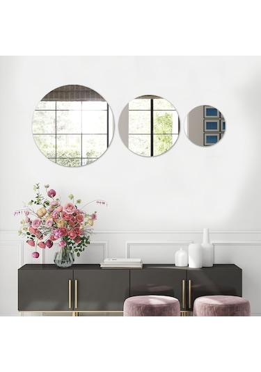 Decorıta Ayna - 3'Lü Takım Daire Ayna Şeffaf