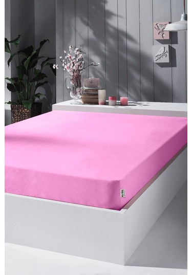 Penye Lastikli Çarşaf, Tek Kişilik , Pembe, %100 Pamuk Örme Kumaş, 130 Gr/m² Pembe