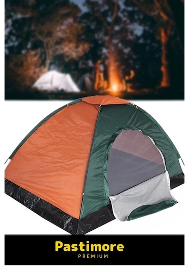 Premium Su Geçirmez Kapı Sineklik Tüllü Dayanıklı Kumaş Pratik Kolay Kurulum 4-5 Kişilik Kamp Çadırı Mavi - Turuncu