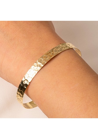 Gümüş Bilezik - Dövülü El İşçiliği Yeni Tarz Kelepçe 925 Ayar Gümüş Bilezik Gümüş