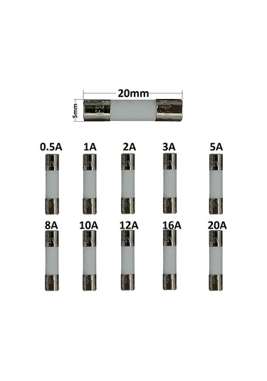 Yate10 5x20 Seramik Sigorta Seti 100x 10 Tür Kutulu