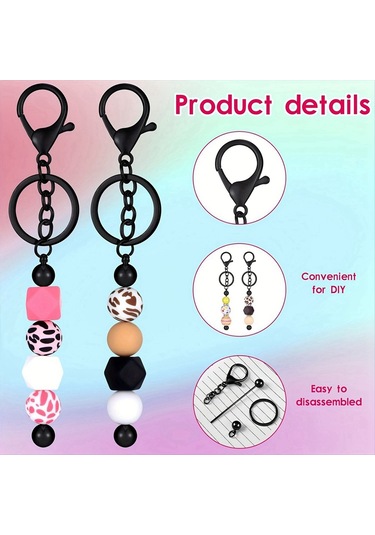 Gatherco Boncuklu Anahtarlık Çubukları Boncuklu Kendin Yap Boş Anahtarlıklar Boncuklu Anahtarlık El Sanatları İçin Metal Boncuklu Anahtarlık