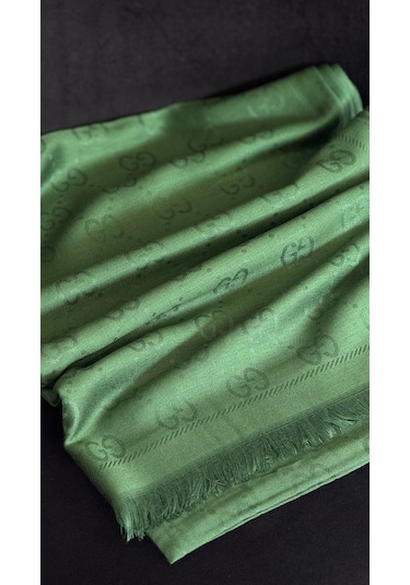 Miorel Scarfs G Desen Çift Taraflı Kaşmir İpek Şal 4 Mevsim Soft Pamuklu Şal Yeşil