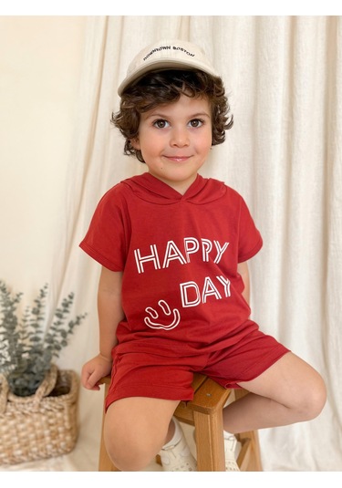 Kapüşonlu Yazlık Baskılı Takım 2404kpsnyzlyk Kiremit