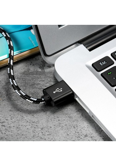 Youmex 2m Uzunluklu Usb Type-c Şarj Ve Veri Kablosu, Nylon Kaplama, Aluminyum Uç, Huawei P10/mate9/redmi 5s6 Uyumlu, Siyah