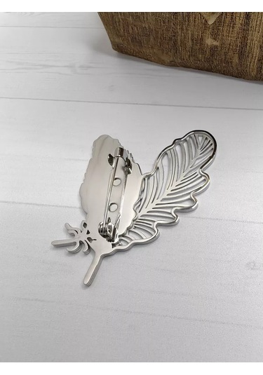 Re Chic Sh "şairin Tüyü" Broşu 228789497 Gri