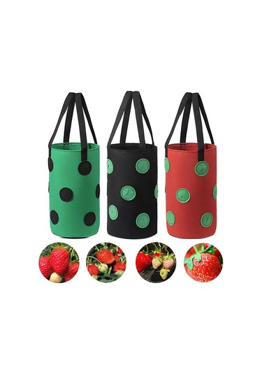 Suofeng Çok Ağızlı Çilek Dikim Çantası - 3 Galon, 12 Delikli, Dayanıklı Kumaş, Ev Kullanımı İçin İdeal