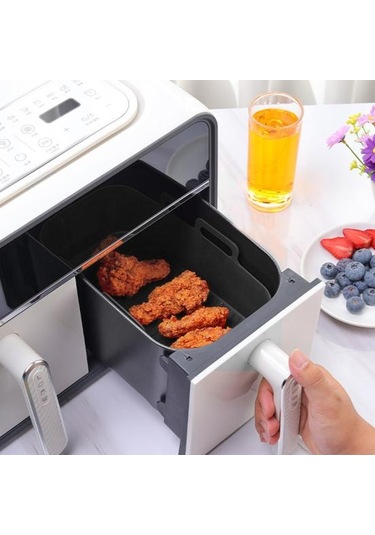 Siyah Hava Fritözleri Tava Uygun İyi Tokluk Yeniden Kullanılabilir Hava Kızartma Pot Astar Silikon Tepsi Ev Kaynağı L Siyah