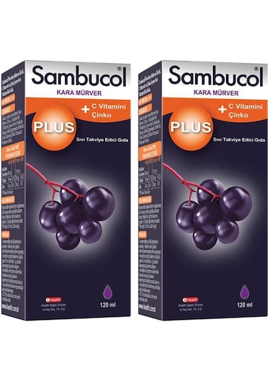 Sambucol Plus Kara Mürver Özütü C Vitamini Çinko 120 Ml 2 Adet