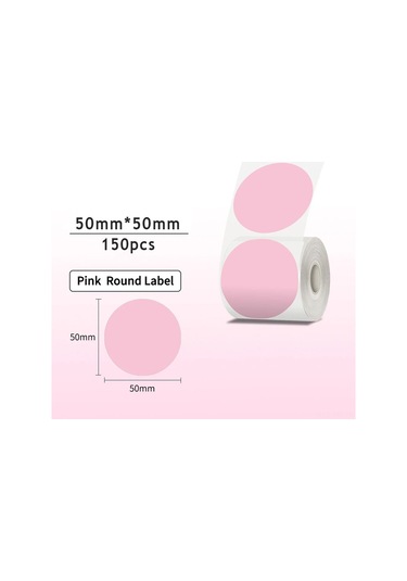 Ximistore9 Phomemo Ve Detonger Modelleri İçin 50x50mm 150 Yaprak Pembe Isıya Duyarlı Dairesel Etiket