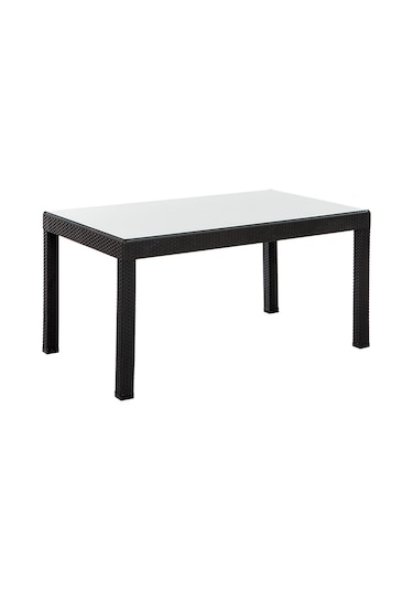 Rattan 90x150 Camlı Antrasit Masa - Bahçe&balkon&teras Antrasit