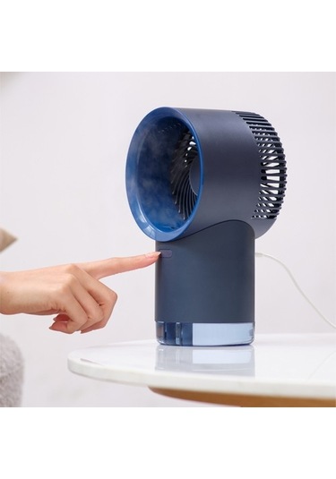 3000 Mah Kişisel Ayarlanabilir Misting Hava Soğutucu Gece Lambası Sessiz Küçük Masa Taşınabilir Klima Serin Mist Nemlendirici Fan Fanlar 6684 Mavi