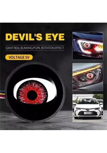 Vkemall Araba Led Lens Farı - Şeytan Gözü Hawk Eye, Siyah, Evrensel Uyumlu, 12v, Düz Tip, Plastik Malzeme