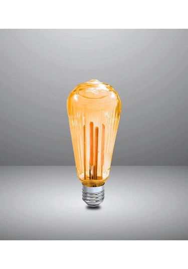 Çizgili Armut Tasarım E27 Rustik Ampul Vintage Amber Kırılmaz Plastik Gövde