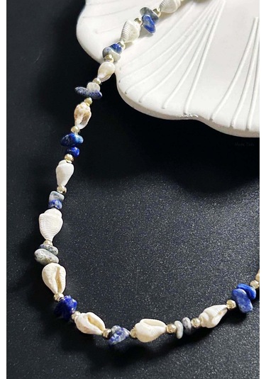 Deniz Kabuğu Kolye 427, Mavi - Beyaz Çok REnkli